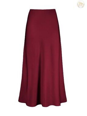 Satin High Waisted Maxi Skirt A Line Silk Long Skirt